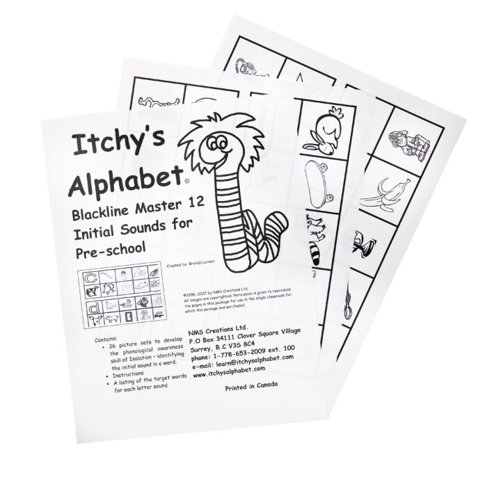 Blackline Master 12 Initial Sounds PreK Itchy's Alphabet
